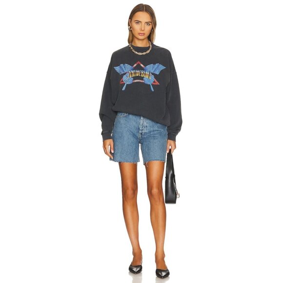 ANINE BING Harvey Crew Butterfly in Washed Black Size Medium - Picture 3 of 7